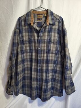 St. John's Bay Blue & Gray Plaid Long-Sleeve Button-Down Shirt, Size 2XL Tall